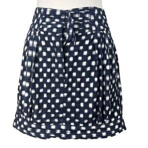 Nili Lotan Navy Blue and white Mini Skirt Belt Detail Size 4